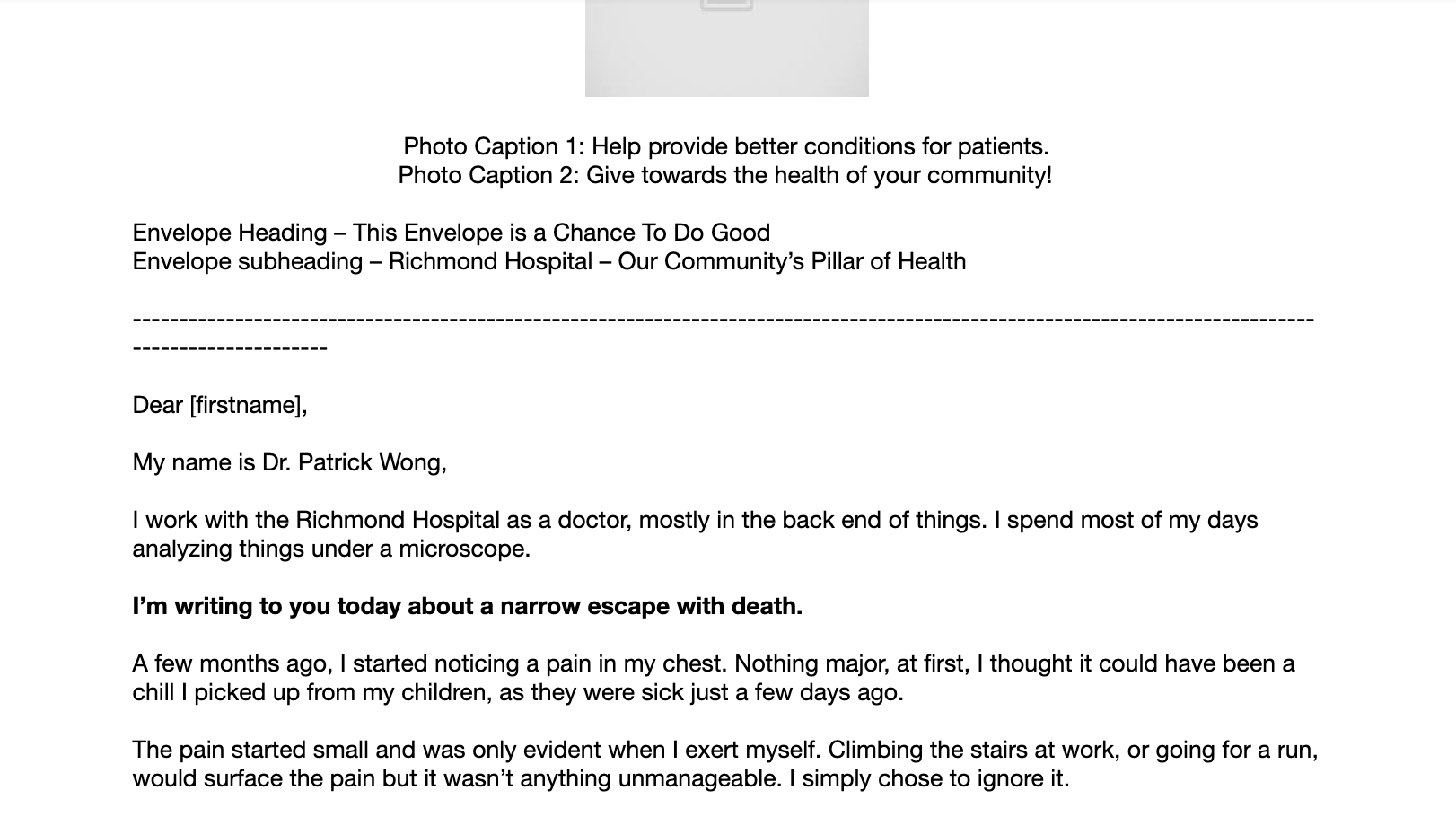 richmond-hospital-first-fundraising-letter
