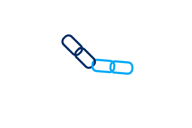 Internal linking visualized with one navy blue and one teal paperclip attached